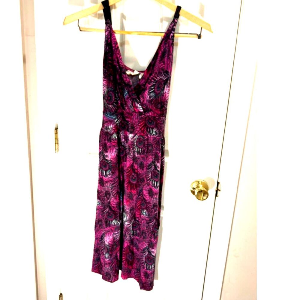 Allison Brittney Sleeveless Midi Dress Purple Abstract Print Size 2X